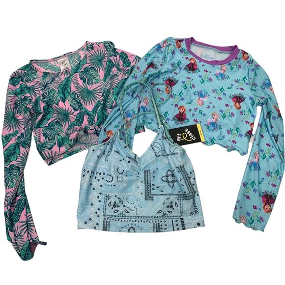 NWT New Disney Art Class Girls Large 10/12 Bikini Swim Tops ONLY Lot of 3